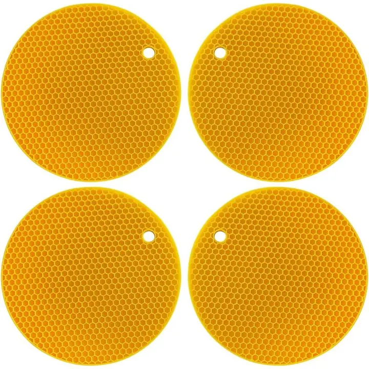 Salvamanteles de silicona multiusos, resistente al calor hasta 240.0 °C, soporte para ollas, impermeable, (juego de 4)apto para lavavajillas - 1