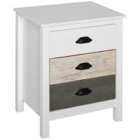 HOMCOM Mesita de Noche Moderna Mesilla de Noche con 3 Cajones Mesa de Noche para Dormitorio Salón 50x38x65 cm Blanco - details 0