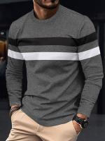 Camiseta informal de manga larga con cuello redondo para hombre, camisa deportiva de moda con bloques de color, para primavera y otoño - details 26