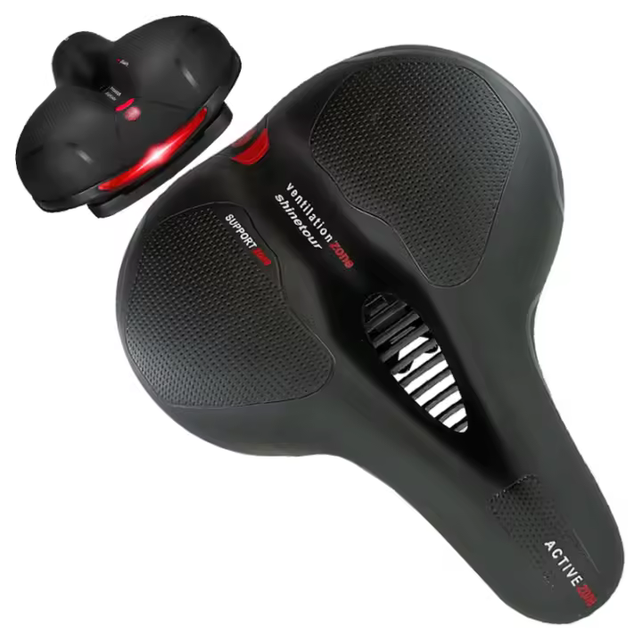 ALJOIR Sillín Bicicleta Transpirable de Gel Absorbente de Golpes con Reflector Incorporado Asiento de Bicicleta Antiprostatico Cómodo para BMX, Bicicleta de Carretera, Bicicleta de Montaña - 1