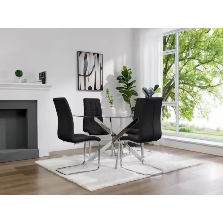 Vente-unique - Lote de 2 sillas NADYA - Piel sintética - Negro - 1