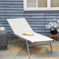 Tumbona de Jardín con cojeo regulable en 5 posiciones Malla metálica Blanco crema170x58x97cmPara Terrazas y balcones - details 0