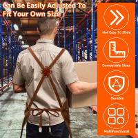 Aguas Resistentes Delantal De Lona Unisex Para Trabajo Con Bolsillos Para Herramientas Duradero Ajustable Con Correas Cruzadas Para Hogar Y Taller - details 0