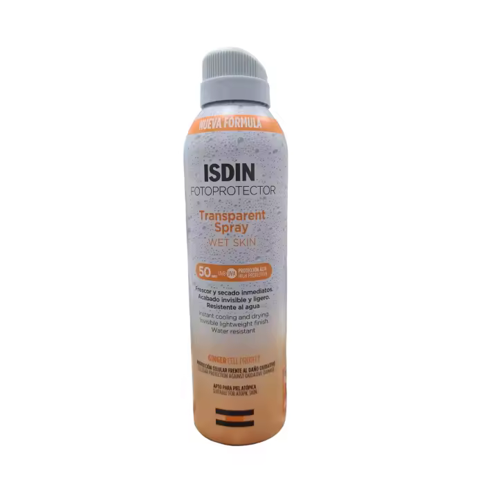 Isdin ISDIN Fotoprotector Corporal Transparente Wet Skin SPF 50 con Ginger Cell Protect 250 Ml - 1