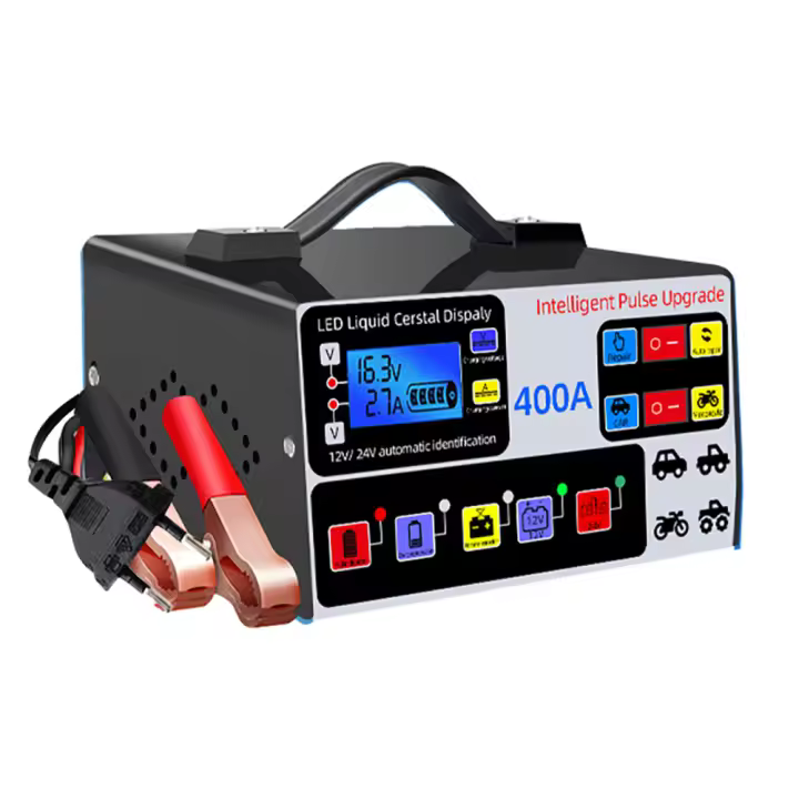 Cargador De Batería Automóvil De Alta Potencia 400A 12V/24V Cargador Rápido Con Pantalla LCD Five-Stage Autostop Para Baterías De Coche - 1