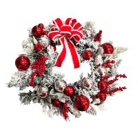 Corona Navideña Roja Con Ornamentos Para Puerta Ventana Y Escritorio Decoración Exterior E Interior De Navidad Para Puerta - details 1