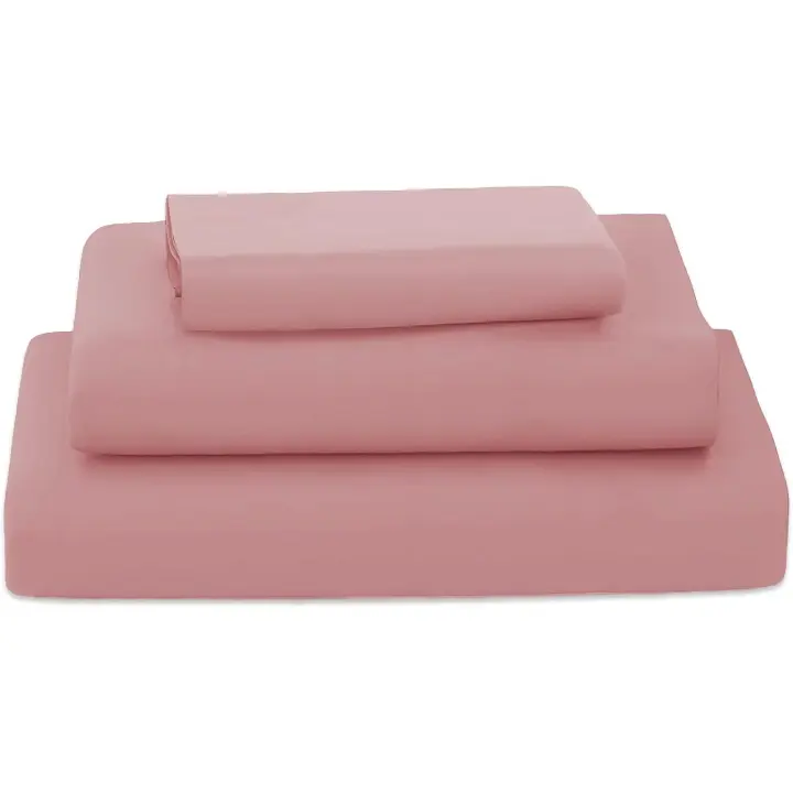 KingnetStore - Juego de Sábanas 100% Algodón de Verano lisas tacto extrasuave Juego de Cama Liso Ropa de Cama 3/4 Piezas Sabana Bajera Encimera Funda Almohada para Cama 90 105 135 150 160 180 200 CM. Juego Sabanas Cama para Primavera Verano Otoño Invierno - 1