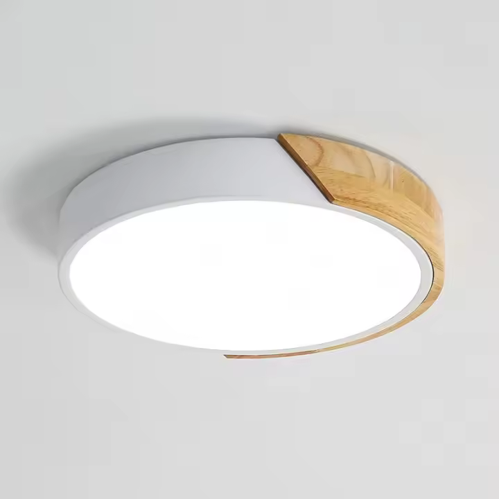 Lámpara de Techo LED Moderna 24W Luz Fría Blanca Redonda para Iluminación de Techo Material de Madera y Acrílico Adecuada para Dormitorio Cocina Sala de Estar Comedor Oficina Ø30cm - 1