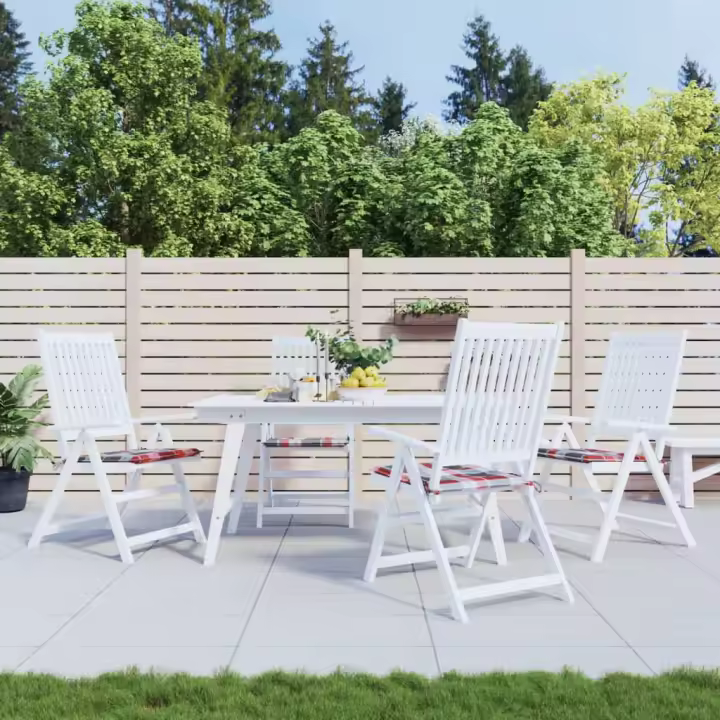 vidaXL Cojines de silla de jardín 4 uds tela a cuadros rojo 40x40x3 cm - 1