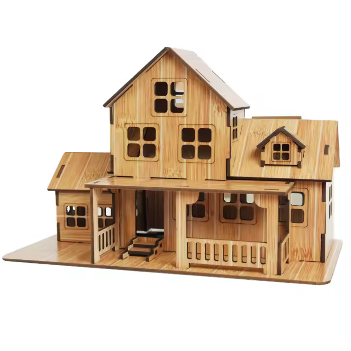 Puzzle 3D De Madera Arquitectura Villa Casa DIY Educativo Para Niños Y Niñas Regalo De Cumpleaños Juego De Construcción Unisex - 1