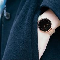 Reloj De Mujer Hannah Martin Con Movimiento Japonés Original Acero Inoxidable Malla Clásico Minimalista Rosado Oro - details 8