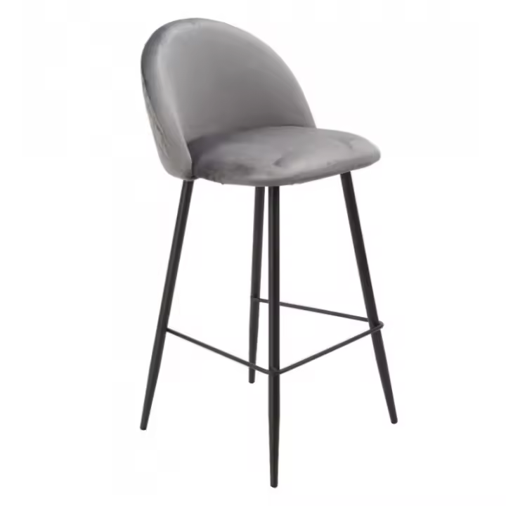 Taburete ADARA, metal, tapizado velvet color a elegir (azul, gris o verde) - 1