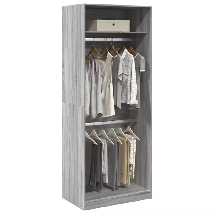 vidaXL Armario de madera de ingeniería gris Sonoma 80x50x200 cm - 1