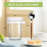 Tarros de Avena, envase de Oats con Tapa y Cuchara, almacenamiento de Cereales (blanco2) envase - details 4