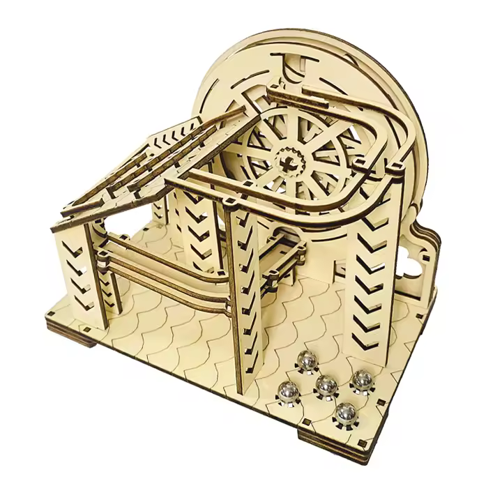 DAM. Maqueta de Madera 3D, con movimiento mecánico diseño de Bola orbital mecánica con manivela. 98 piezas. 16x13x14cm. - 1