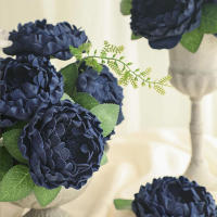 16 Piezas De Flores Artificiales Náuticas Azul Con Tallo Peonías En Pleno Auge Para Decoración De Boda DIY Flores Peonía Artificiales - details 6
