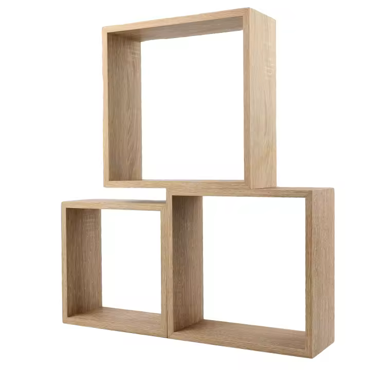 DEKORA SOUL Juego de 3 Cubos Estantes de Pared en Madera - Diseño Moderno y Resistente - Ideal para Libros y Decoración - 1