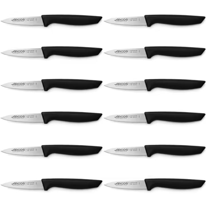 ARCOS Niza - Cuchillo Mondador (85 mm) - Hoja de Acero Inoxidable Nitrum® - Mango Negro de Polipropileno (PP) - PACK 12 - 1