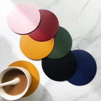 1pcs Coasters De Cuero Falso Con Porta-Vinos Para Protección De Mesa De Café Doble Cara No Esmerilada Lavable - details 0