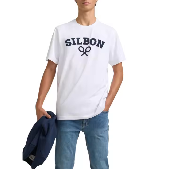 Camiseta silbon raqueta media blanca - 1
