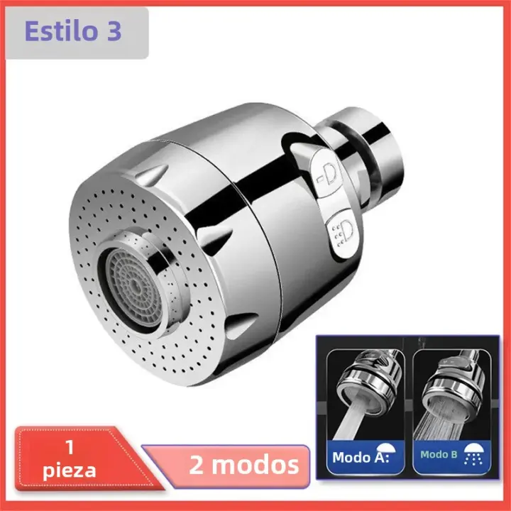 Adaptador De Grifo Universal Para Cocina 2/3 Modos Rotación 360 Grados Filtro Extensión Ahorro De Agua Rojo/Blanco/Plata - 1