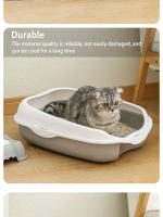 Caja De Aseo Para Gatos Semi-Apellada Anti-Salpicaduras Gran Tamaño Para Gatos Grandes Y Gatitos Suministros De Limpieza Vaso Para Orina De Gatos - details 6