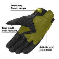 Guantes De Motocicleta Para Hombre Cuero Genuino Antideslizante Toque De Pantalla Completo Protección De Muñeca Y Dedos Fibra De Carbono - details 3