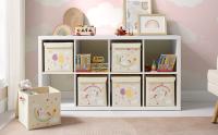 SONGMICS Juego de 3 Cajas de Almacenamiento de Niños con Tapa, Organizador de Juguetes, 30 x 30 x 30 cm, Cubos Plegables, para Dormitorio, Cuarto de Juegos, Patrones de Unicornio, Beige - details 1
