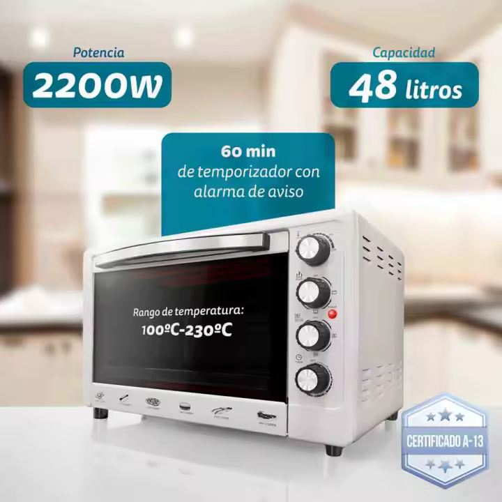 Horno eléctrico multifunción de sobremesa  de 48L - HR-48SILVERRUSTI - 2200W - Gris - 1