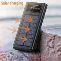 Cargador solar portátil de 20 000 mAh, badería externa de apoyo para camping, Cargador con panel solar, Dos linternas y 4 cables USB. - details 2
