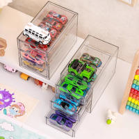 Caja De Almacenamiento De Coches De Colección 1:64 Con Cajones Transparentes De Acrílico Y Aluminio Para Mesa Superior Organizador De Juguetes Para Garage - details 3