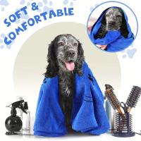Toalla Para Mascotas 60x100cm Drying Rápido Microfibra Absorbente Azul Gris Para Perros Y Gatos Producto De Baño Para Animales - details 1