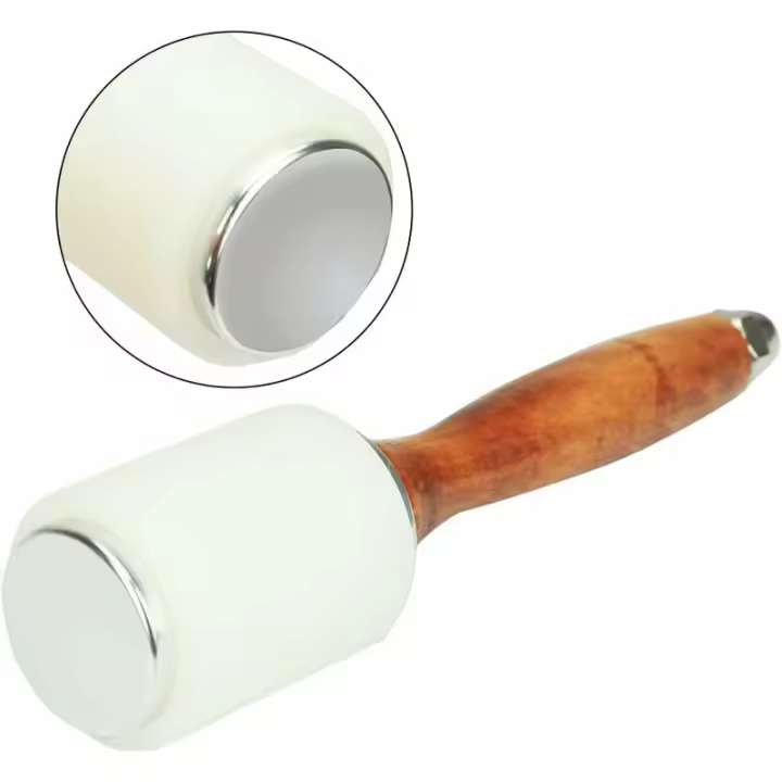 - Martillo de cuero para artesanía en cuero, mazo de cuero de vaca, mazo de madera para coser, bricolaje, artesanía en cuero con mango de madera, martillo para tallar cuero - 1