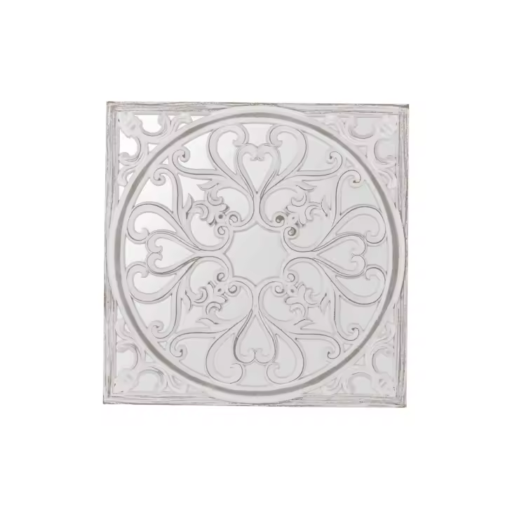 Adda Home Espejo Decorativo Madera Tallada Blanca 60x2x60 Cm - 1