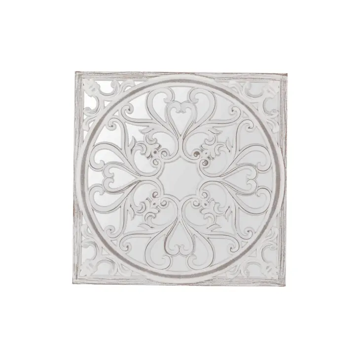 Adda Home Espejo Decorativo Madera Tallada Blanca 60x2x60 Cm - 1