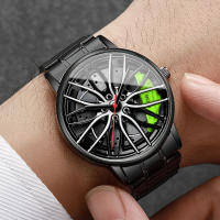 Reloj De Negocios Para Hombre 2PCS Moda Dial De Rueda De Coche 3D Reloj Deportivo Acero Inoxidable Análogo Quartzo Sin Caja - details 2