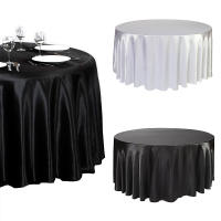 Mantel De Seda Redonda En Color Sólido Con Borde Hemizado Para Bodas Fiestas Restaurante Banquete Decoración De Mesa - details 8