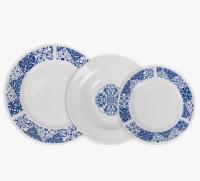 La Mediterránea - Vajilla completa 12 Piezas de Porcelana, Incluye 4 Platos Llanos de (24 cm), 4 Platos Hondos de (21,5 cm) y 4 Platos de Postre de (19 cm)  Resistente y Duradera  CALIDAD DE CONFIANZA - details 4