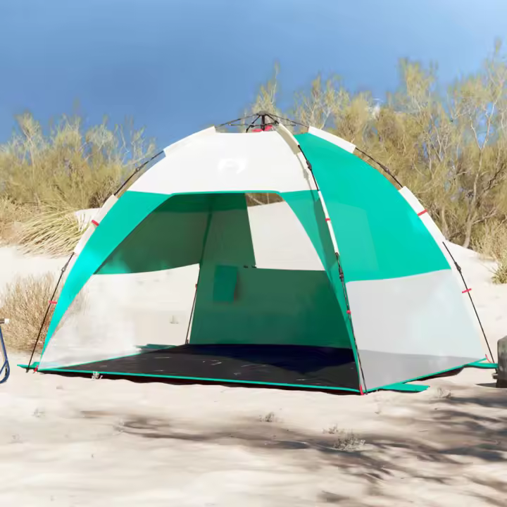 vidaXL Tienda de playa 2 personas impermeable apertura rápida verde - 1
