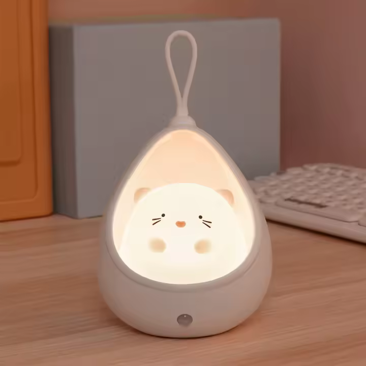 Lámpara Nocturna Con Sensor Controlador Animal Lindo Para Habitación De Niños Luz LED De Silicona Recargable Por USB Instalación En Pared - 1