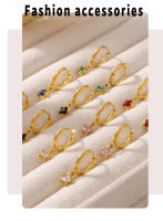 Damas oído aros Lindo imperable Chapado en oro joyería de moda pendientes Pendientes colgantes Estrella de Maple inoxidable - details 6