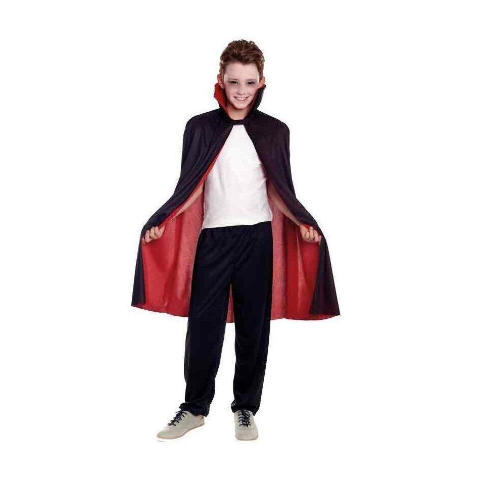 Maxia Market - Capa de Vampiro Vampiresa bicolor Negro con Cuello interior rojo Para Disfraz Vampiro 90 cm y 140 cm