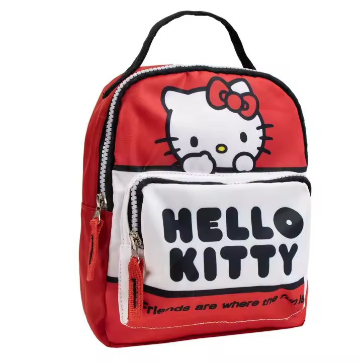 Mochila Infantil Tiempo libre Hello Kitty en color rojo, con 2 compartimentos 19x23x8cm - 1