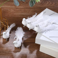 Pájaros Artificiales De Pluma De Espuma Blanca Doves Mini Decoración De Pájaros Para El Jardín Y Artesanía - details 1