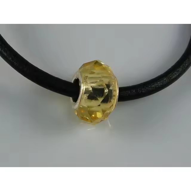 Murano Cristal Amarillo Facetado Y Plata De Ley - 1