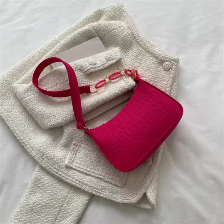 Bolso De Lujo Para Mujer Con Diseño De Axila En Piel De Goma Estilo Fashion Pequeño Cuadrado Con Cremallera Y Correa Cruzada - 1