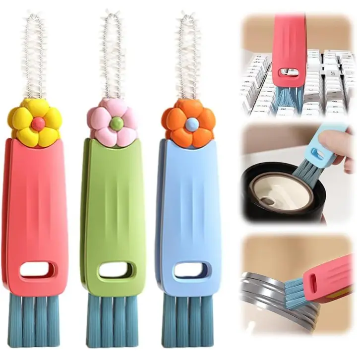 Cepillo de limpieza 3 en 1 para tapas de tazas, ideal para espacios reducidos en botellas, multifuncional 3 en 1. - 1