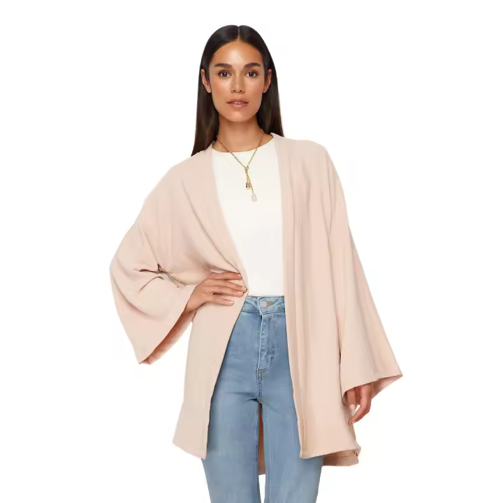 Trendyol Brown Woven Linen Look Kimono Tctss24Kk00004 - 1