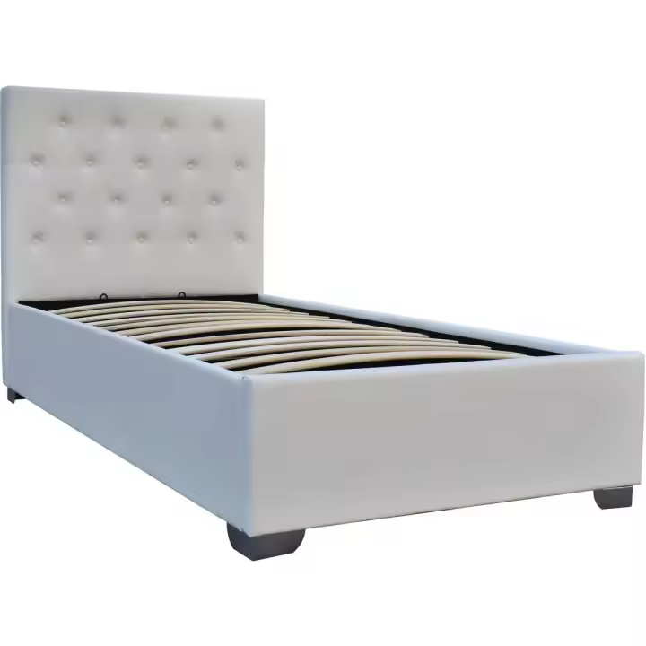 Cama simple con cofre "Tino" - 90 × 190 cm - Blanco - 1