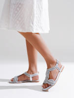 Sandalias Mujer Planas con tira trenzada piedras - details 7